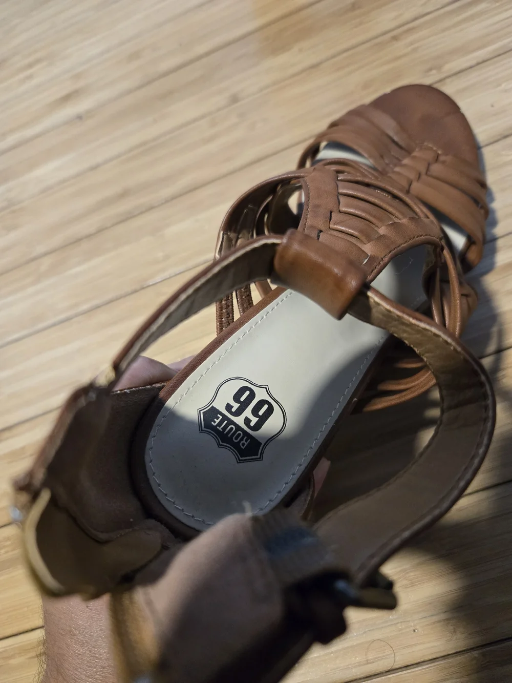 Route 66 Tan Brown Strappy Ankle-Wrap Heels
